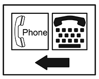 sign describing where you can find a telephone with TTY access