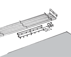 team benches on a court with space for a wheel chair